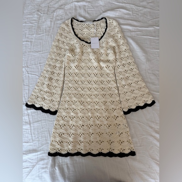 NWT Zimmermann Cream Crochet Dress with Black Trim - Picture 4 of 9
